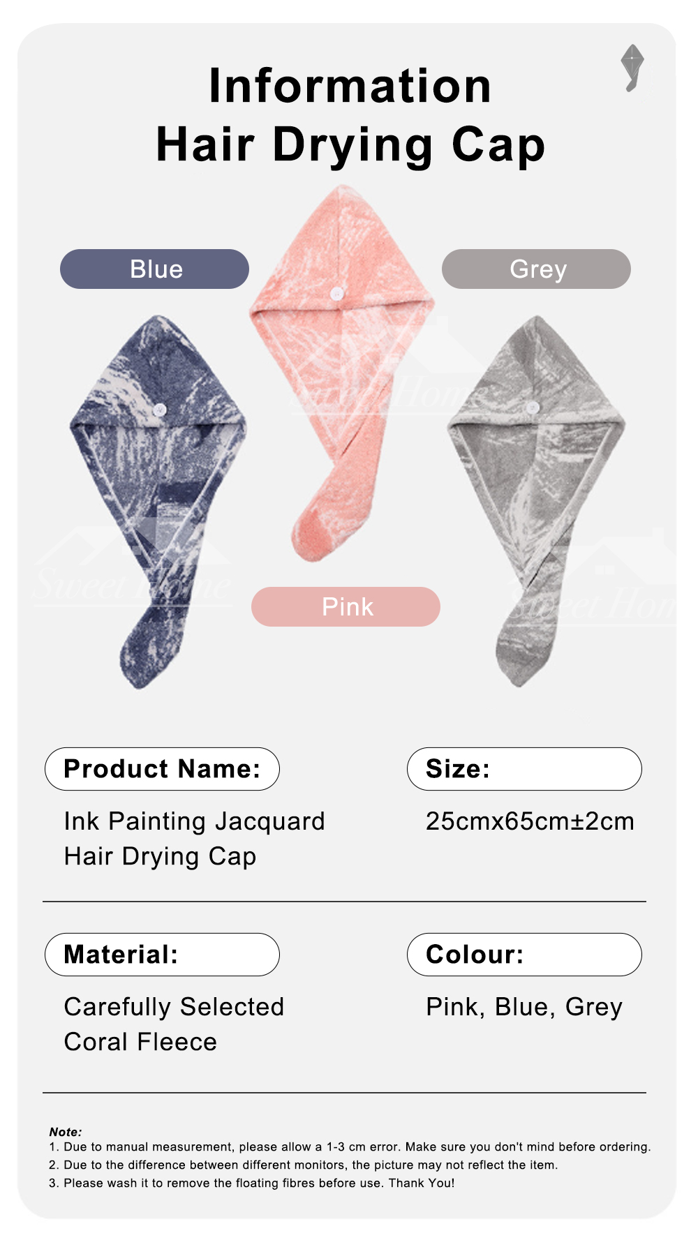 Ink Painting Jacquard Hair Drying Cap-11